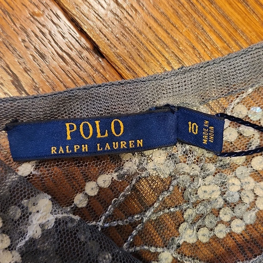 NWT STUNNING POLO RALPH LAUREN BLUE LABLE SHEER SEQUIN DRESS/ TUNIC - Picture 6 of 16